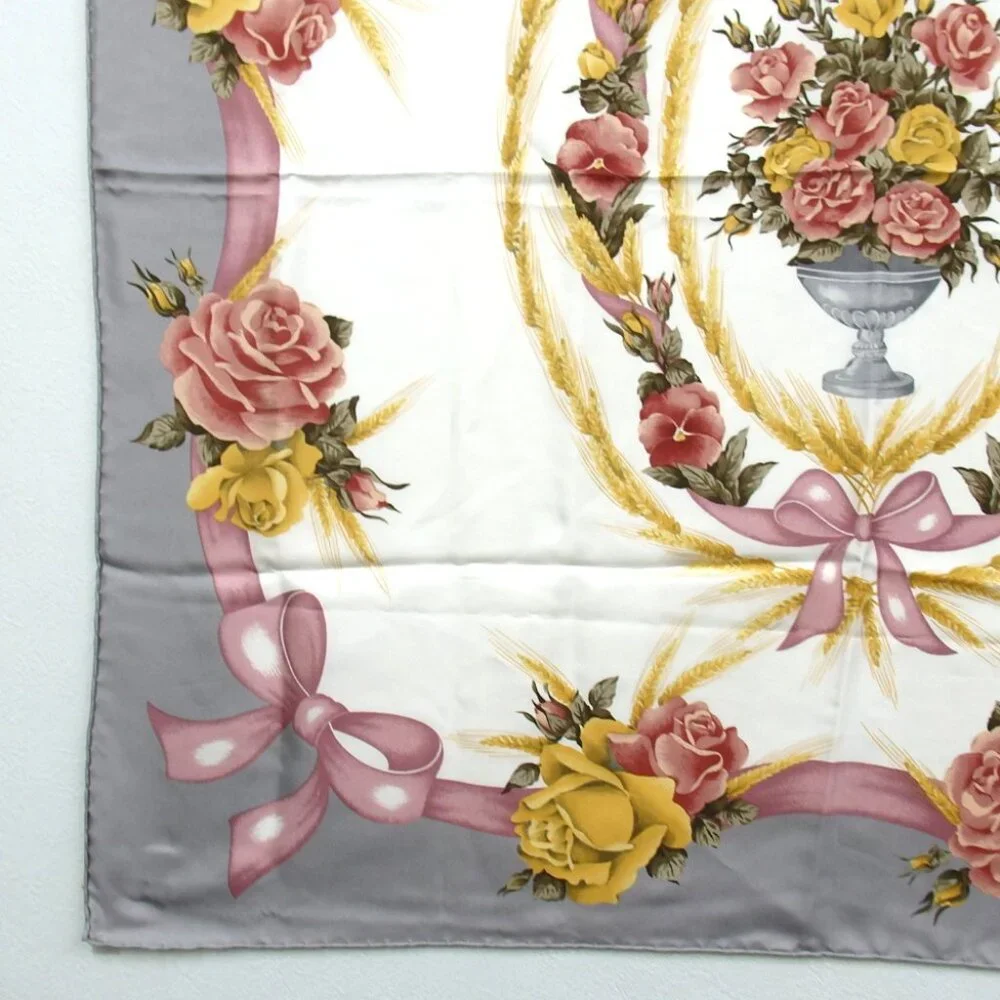Authentic Christian Dior Floral scarf silk [Used]